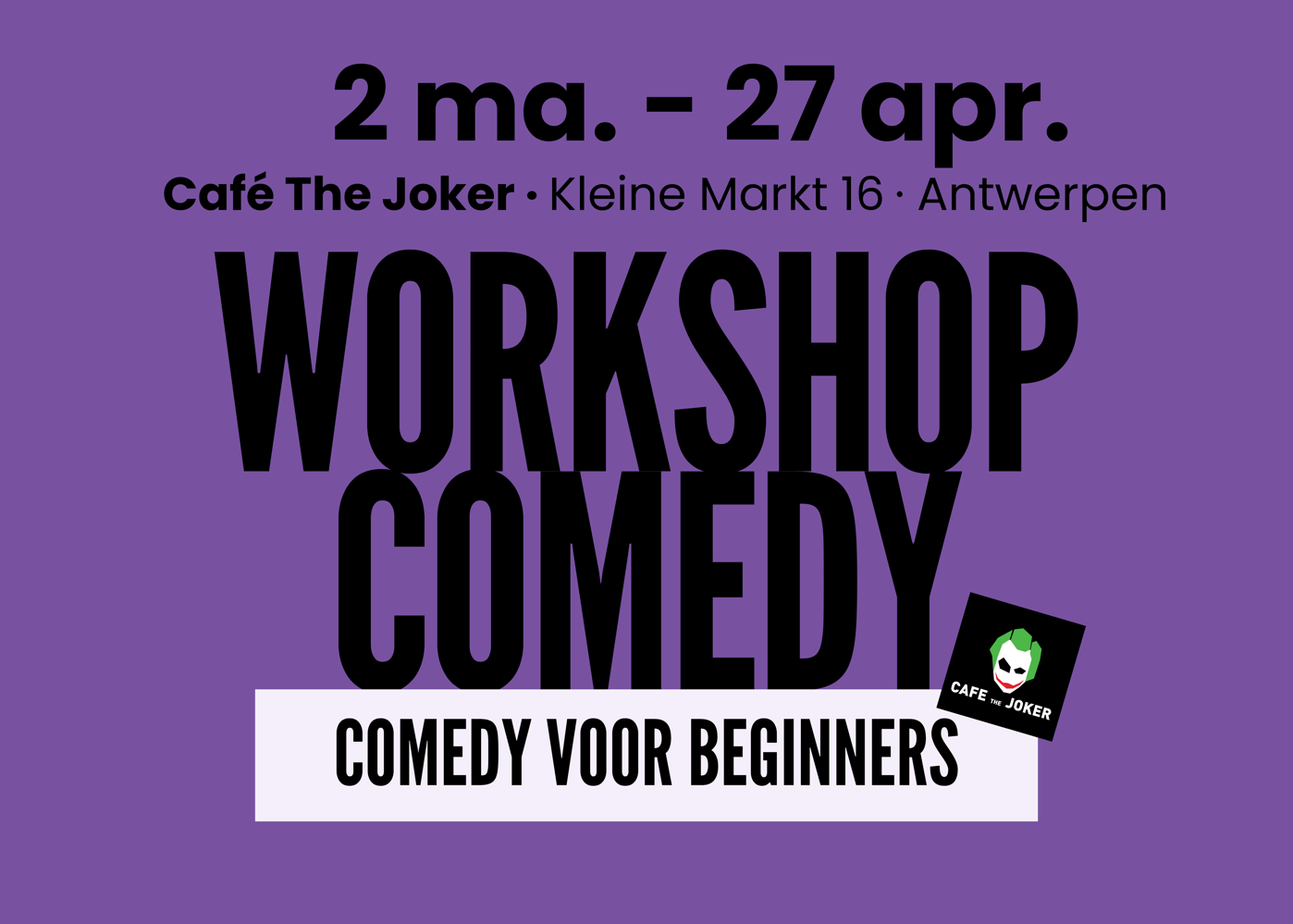 *VOLZET* Workshop · Comedy voor beginners (Antwerpen)